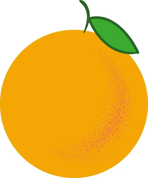 Een Oranje Vrucht Gele Kleur Met Een Groen Blad Gehecht — Stockvector