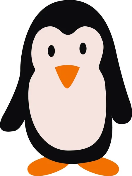 一个可爱的企鹅站立和观看矢量彩色绘图或插图 — 图库矢量图片