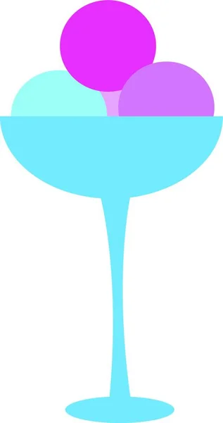 Egy Finom Rózsaszín Fagylalt Egy Kék Csésze Hosszú Fogantyú Vektor — Stock Vector