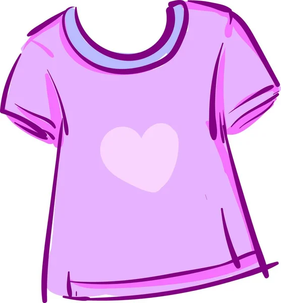 Girly Pink Shirt Heart Center Vector Color Drawing Illustration — Stock Vector