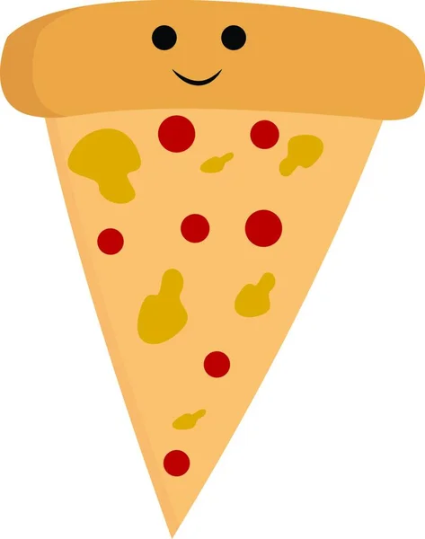 Pedazo Feliz Color Amarillo Pizza Vector Dibujo Ilustración — Archivo Imágenes Vectoriales