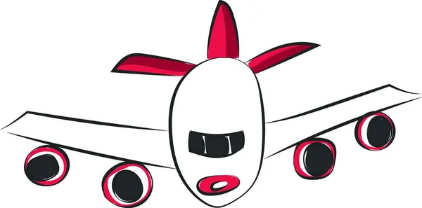Vista Frontal Enorme Avião Voador Passageiros Com Asas Grandes Desenho —  Vetores de Stock