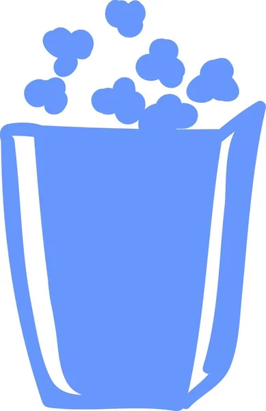 Copo Azul Cheio Pipoca Desenho Cor Vetorial Ilustração — Vetor de Stock