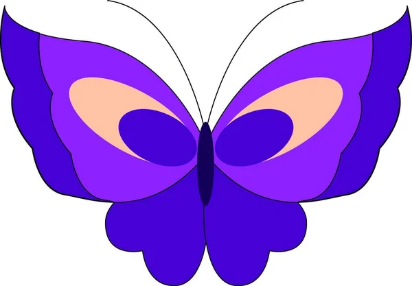 Beautiful Purple Butterfly Big Wings Vector Color Drawing Illustration — Stock Vector