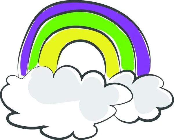 Colorful Rainbow Appearing Clouds Vector Color Drawing Illustration — Stock Vector