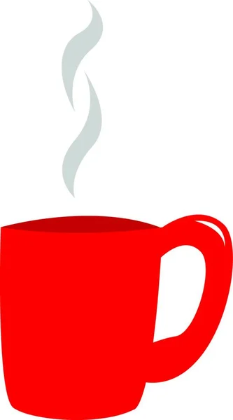 Μια Κόκκινη Κούπα Καφέ Λαβή Διανυσματικό Χρώμα Εικόνα — Διανυσματικό Αρχείο