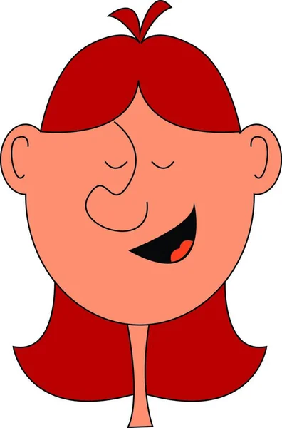 一个快乐的女孩与长红头发矢量彩色绘图或插图 — 图库矢量图片