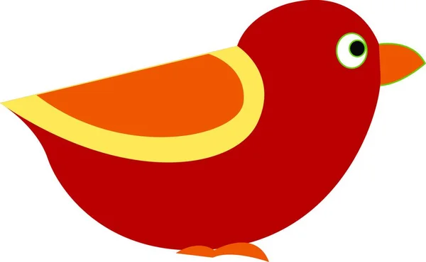 Pajarito Rojo Con Plumas Color Naranja Vector Dibujo Ilustración — Vector de stock