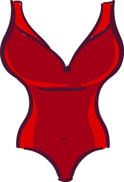 Red Ladies Modern Swimsuit Vector Color Drawing Illustration — Stock Vector