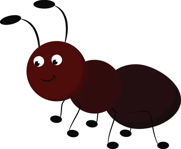 Emoji Brązowym Kolorze Mrówka Dwóch Czarnych Anteny Obrzęk Brzucha Uśmiecha — Wektor stockowy
