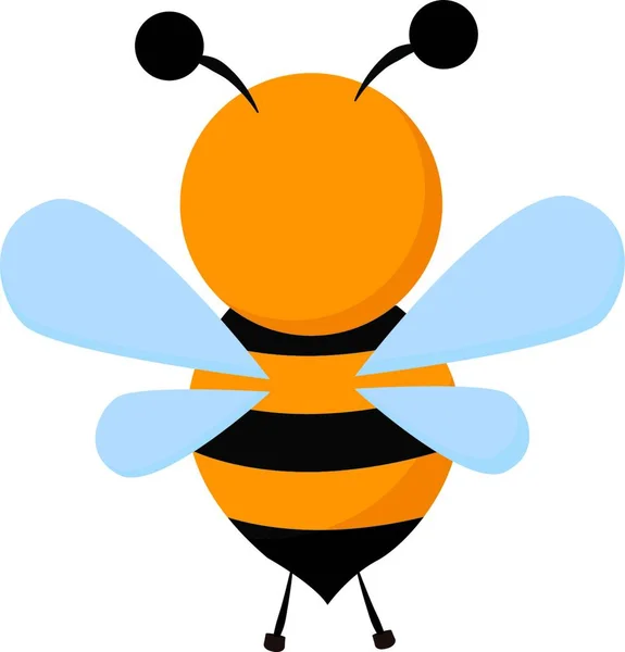 Clipartów Pszczoły Czarnymi Paskami Brązowy Korpus Kształcie Owalu Dwie Anteny — Wektor stockowy