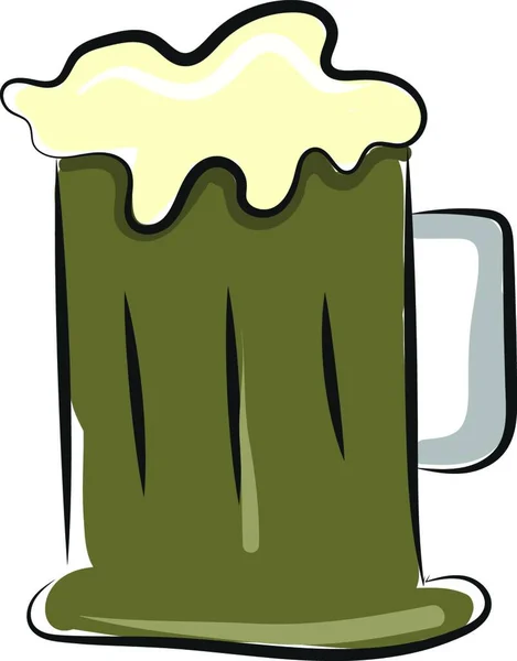 Eine Tasse Bier Mit Schaum Einem Grauen Bechervektor Farbzeichnung Oder — Stockvektor