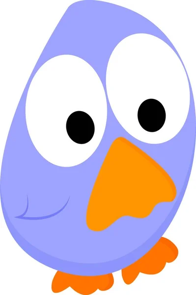 Kreslený Modrý Pták Oválným Tělem Velký Oranžově Oranžový Nos Dva — Stockový vektor