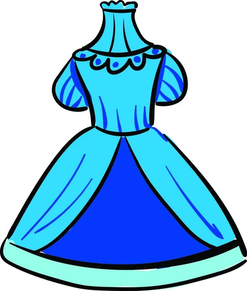 Ένα Φόρεμα Μπλε Χρώμα Στρογγυλό Ντεκολτέ Και Εκτεταμένα Μανίκια Είναι — Διανυσματικό Αρχείο