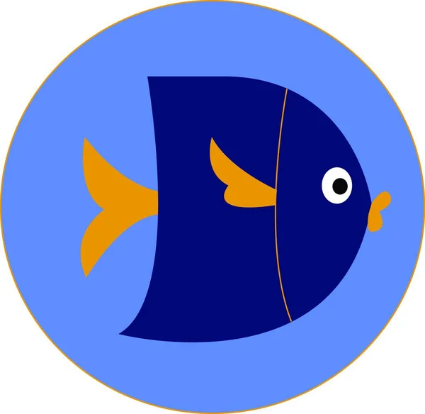 赤い尾の白いスケールと楕円形のフィンベクトルカラー描画やイラストを持つ青い色の魚の規則的なパターンのミニマルな描画 — ストックベクタ
