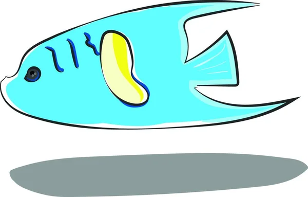 Малюнок Плаваючої Блакитної Риби Плоскою Серпоподібною Шкалами Тіла Трикутником Схожим — стоковий вектор