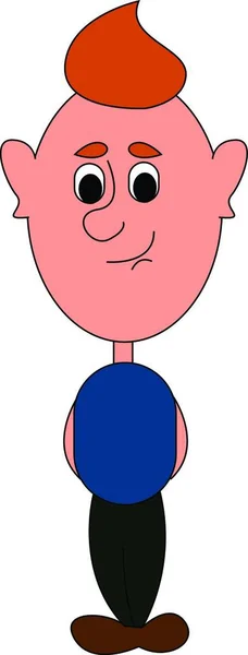 Personaje Dibujos Animados Niño Con Una Camisa Azul Pantalón Verde — Vector de stock
