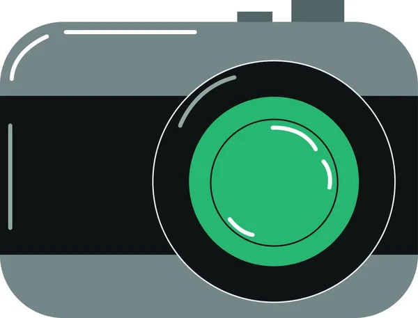 Ζωγραφική Μιας Γκρίζας Κάμερας Που Χρησιμοποιείται Παλιές Ημέρες Επιπλωμένα Κουμπιά — Διανυσματικό Αρχείο