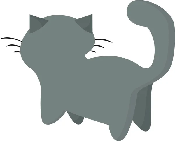 Pintura Gato Gris Sobre Fondo Blanco Aislado Visto Desde Parte — Vector de stock