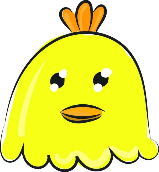 Dessin Visage Mignon Petit Poussin Jaune Avec Couronne Orange Bec — Image vectorielle