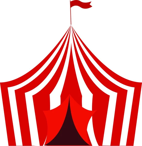 Ein Elegantes Zirkuszelt Roter Farbe Dessen Spitze Eine Fahne Gehisst — Stockvektor