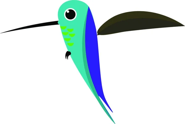 Cartoon Coloré Colibri Oiseau Plumage Fin Long Bec Violet Battant — Image vectorielle