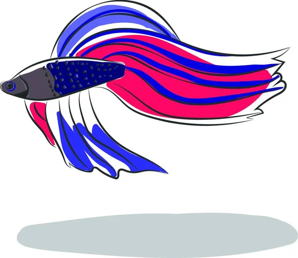 Målning Färgstark Fisk Med Långsträckt Kropp Och Lång Flytande Svans — Stock vektor