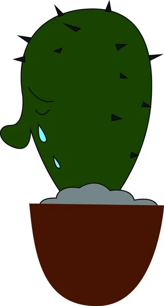 Emoji Una Pianta Cactus Vaso Vaso Fiori Marrone Sta Versando — Vettoriale Stock