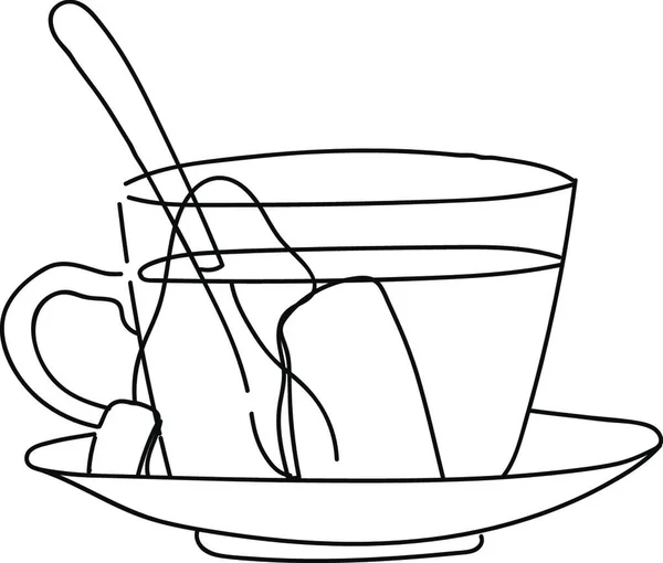 White Colored Tea Bag Tag Dipped Tea Mug Containing Milk — Stock Vector