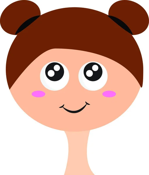 Clipart Uma Menina Bonito Com Dois Penteado Coque Lateral Olhos —  Vetores de Stock