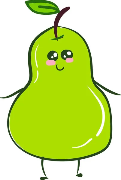 Emoji Από Ένα Χαριτωμένο Πράσινο Αχλάδι Λευκό Θαυμαστικό Έχει Ένα — Διανυσματικό Αρχείο