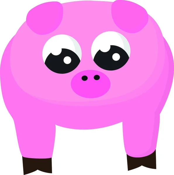 Emoji Porco Bonito Rosa Com Rosto Redondo Parece Bonito Enquanto — Vetor de Stock