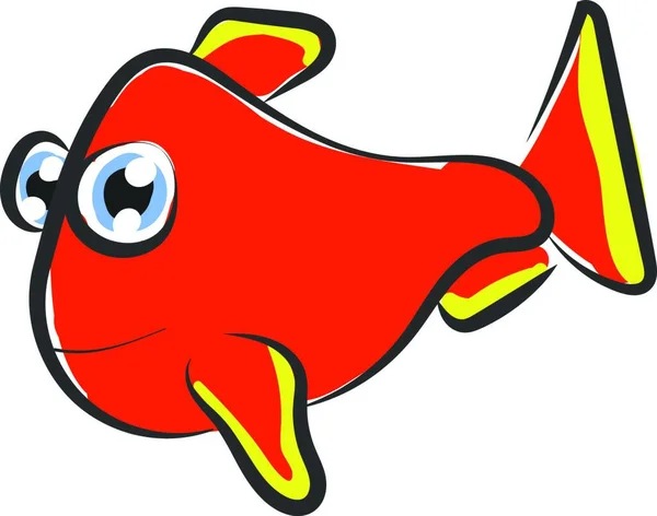 Schilderij Van Een Rood Gekleurde Vis Met Twee Uitpuilende Ogen — Stockvector