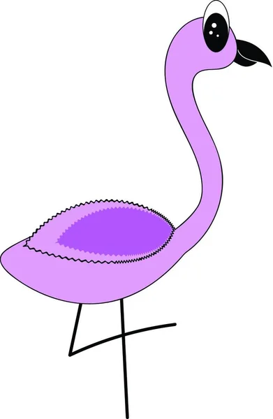 Cartoon Flamingo Vogel Paarse Kleur Staande Een Voet Ziet Schattig — Stockvector