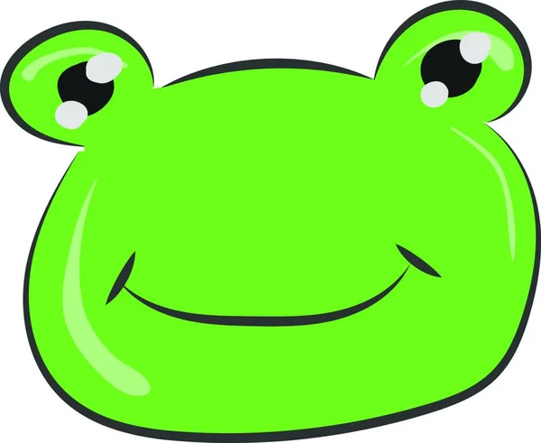 Kresba Obličeje Usměvavé Zelené Žabky Kulatý Obličej Dvě Oči Vektorovou — Stockový vektor