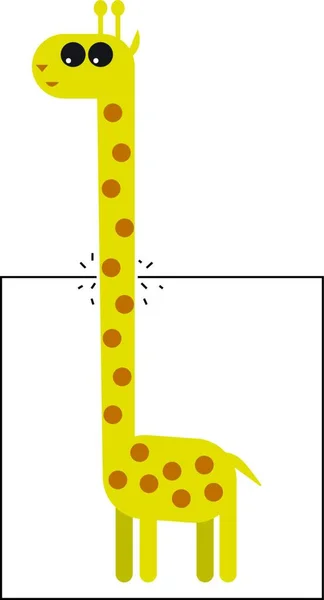 Uma Girafa Cor Amarela Com Uma Cauda Curta Dois Chifres — Vetor de Stock