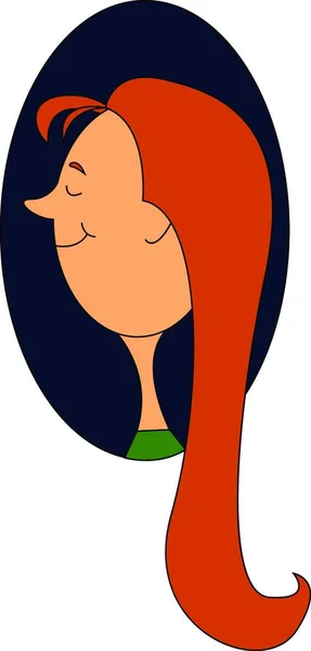 Portrait Une Fille Souriante Dans Haut Vert Cheveux Longs Orange — Image vectorielle