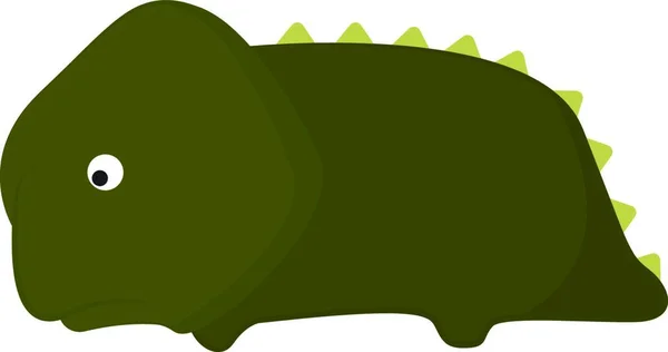 Smutný Zelený Kreslený Dinosaurus Vypoukaným Okem Žlutými Skvrny Zádech Leží — Stockový vektor