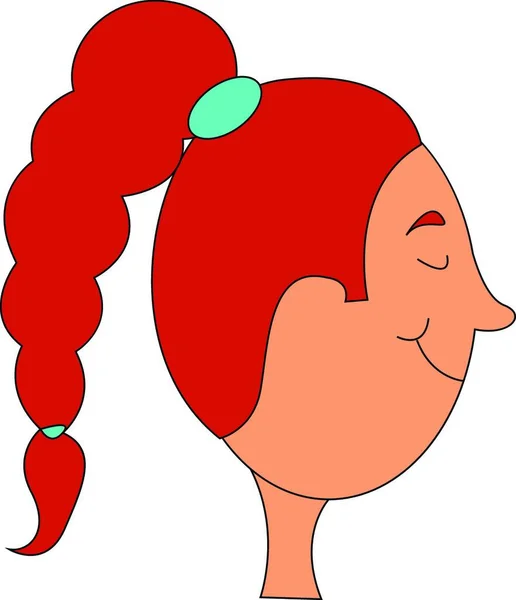 Cartoon Twarz Dziewczyny Długim Grubym Plecione Fryzurę Związane Razem Niebieskimi — Wektor stockowy