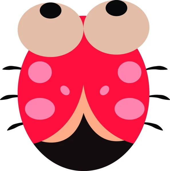 Cartoon Niedlichen Kleinen Kuppelförmigen Marienkäfer Rot Der Farbe Und Oval — Stockvektor