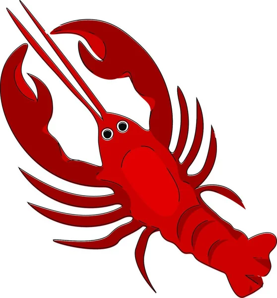 红色龙虾的剪贴画 带有圆柱形身体 可跟踪眼睛锐利的针脚和四对行走腿矢量彩色绘图或插图 — 图库矢量图片