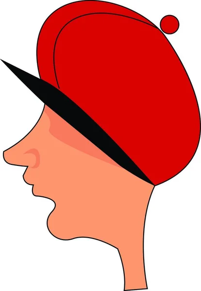 Карикатура Тощую Голову Человека Красной Кепке Векторном Рисунке Иллюстрации Жаркий — стоковый вектор