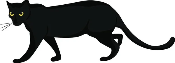 Cartoon Large Wild Black Cat Short Legs Long Body Big — Stock Vector