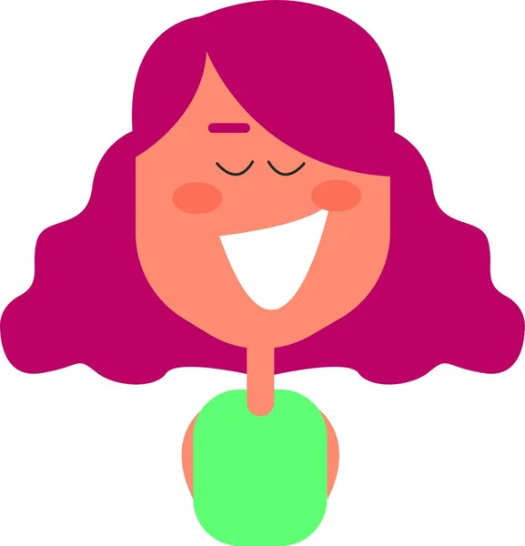 Cartoon Funny Girl Has Dyed Her Hair Pink Wearing Green — Stock Vector