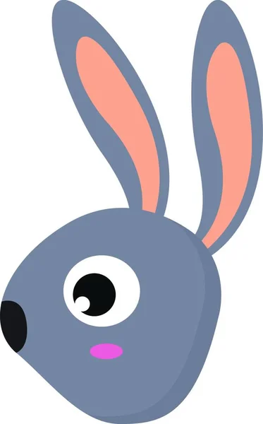 Clipart Visage Petit Lapin Mignon Couleur Grise Avec Deux Oreilles — Image vectorielle