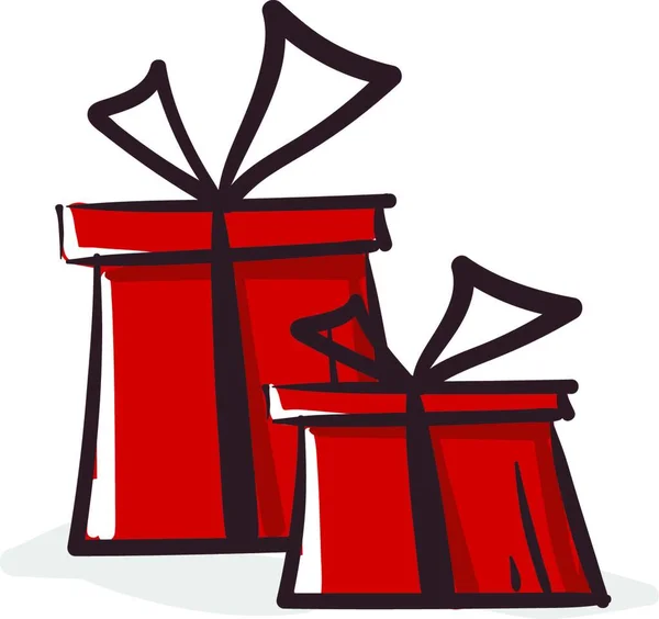 Clipart Dos Cajas Regalo Rectangulares Color Rojo Atadas Individualmente Con — Archivo Imágenes Vectoriales