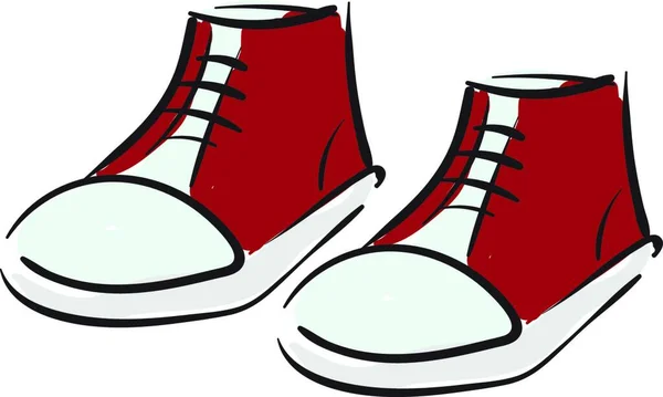 Clipart Eines Paares Rot Keds Schuhe Mit Schwarzen Schnürsenkeln Hat — Stockvektor