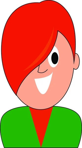 Clipart Niño Pequeño Con Una Camisa Verde Teñido Pelo Cabeza — Vector de stock