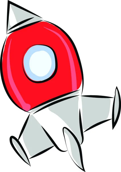 红色火箭的剪贴画 圆柱形弹丸推进到白色背景矢量彩色绘图或插图的高度或距离 — 图库矢量图片