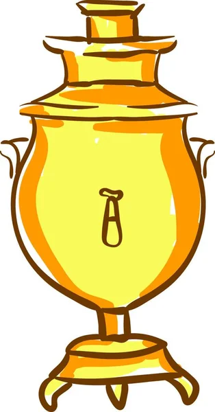 Díszített Tea Urna Sárga Színű Egy Fedél Fogantyúk Hogy Készítsen — Stock Vector